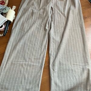Rachel Zoe Beige Striped Dress Pants